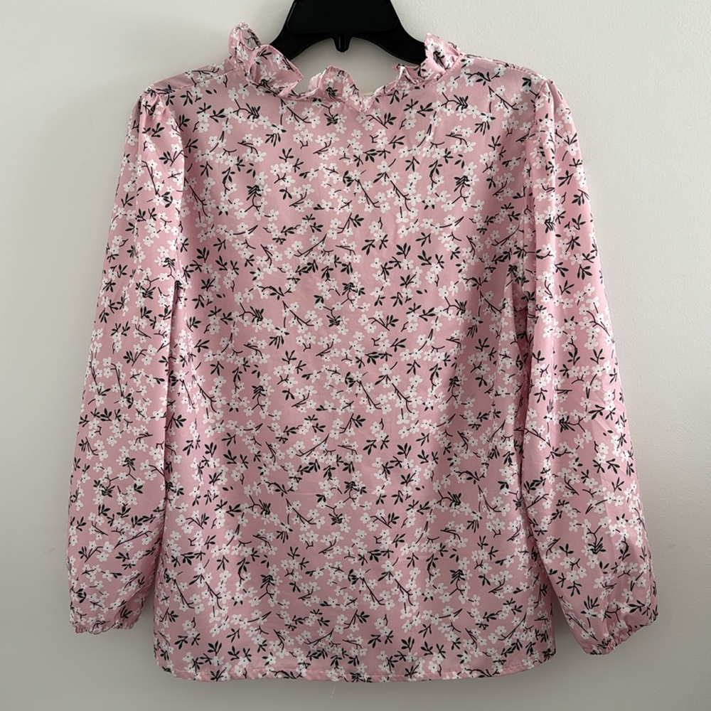To My Lovers Women’s Top Ruffle Collar Blouse Floral Print Puff Sleeve - Picture 5 of 16